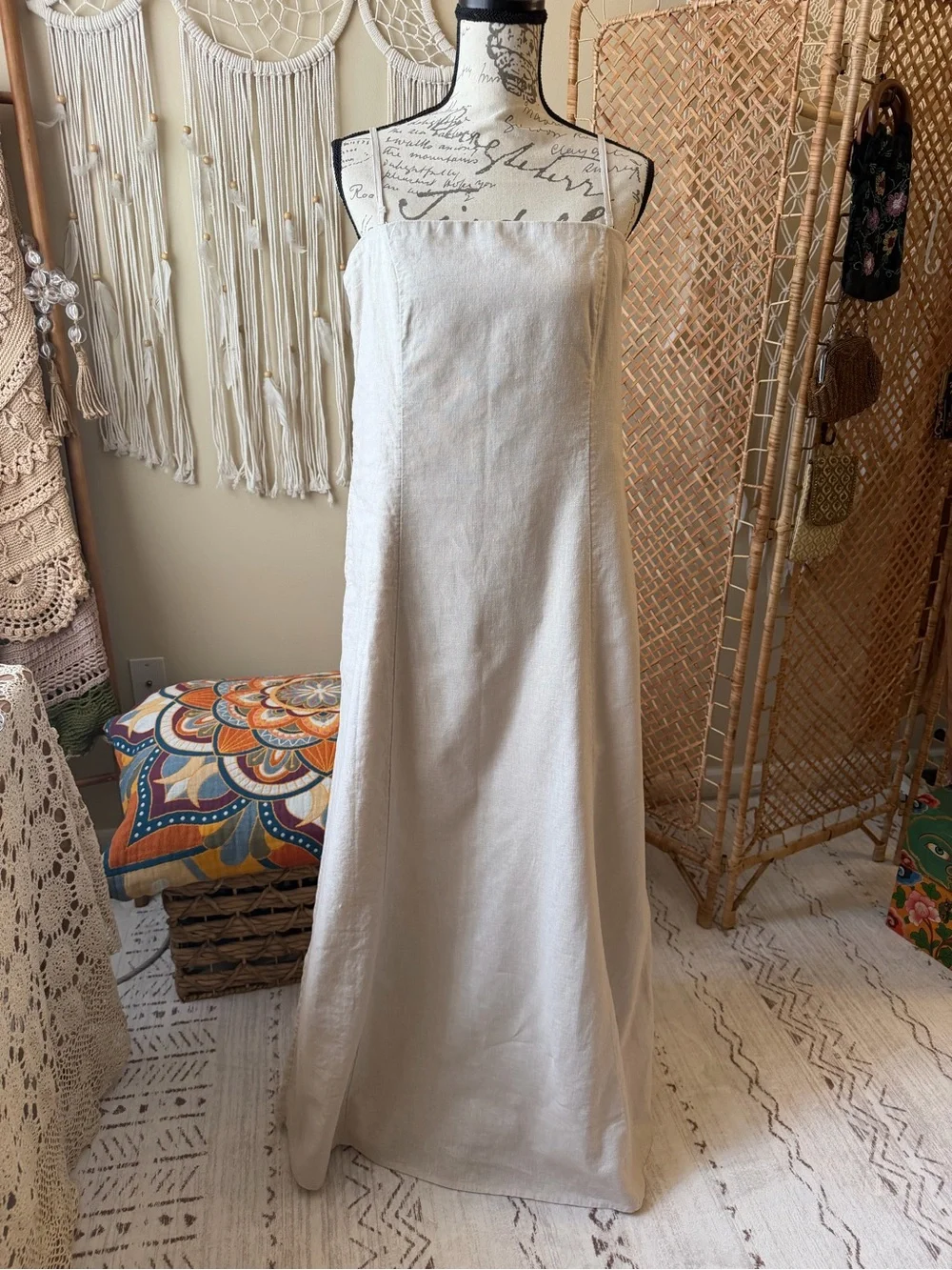 Abercrombie & Fitch Beige Strapless Maxi Dress Tall
